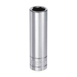 HARFINGTON 6-Point Socket 1/2" Drive 15mm Metric 3.1" Length 45# Steel Deep Sockets Full Polishing Chrome Sockets for Car Repair Mechanical Maintenance Home Use