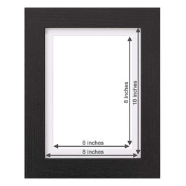 Fabian Clarke London® 10x8 Picture Photo Frame Black with 8x6 White Mount Hang Portrait or Landscape