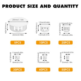 6 Sizes Plastic Hole Plugs White Hole Plugs Screw Hole Plugs Screw Covers for Chair Cabinet Furniture Home Kitchen, 155 Pcs