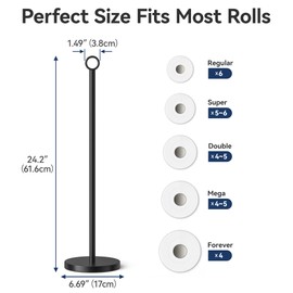 Toilet Paper Holder Stand(with Reserve Function), Free-Standing Spare Rolls Storage Holder, Stainless Steel