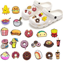 DIWSO Food Shoe Charms 21PCS Cute Cartoon Shoe Decoration Croc Charms for Girls Women Boys Adults, Present for Birthday Party Favors