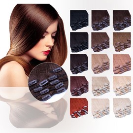 Clip-In Extensions Set 100% Real Hair 7-Piece 70 g Hair Extensions 45 cm Clip-In Hair Extension No. 60 White Blonde