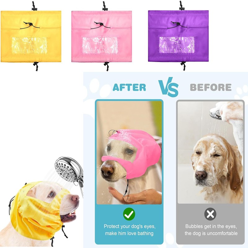 LALOCAPEYO Dog Waterproof Shower Cap,Adjustable Dog Ear Protection Device,Hanging Pet