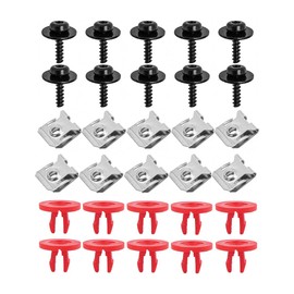 JNNJ Pack of 30 Screw Nut Clip Kit, Mudguard Screw with Mudguard Nut, Body Sheet Nuts and Screws Assortment, Thread Clip Nut Set for Car