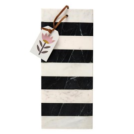 Santa Barbara Design Studio Charcuterie Boards Marble Serving Board Tray for Cheese, Meat, and Fruit, 14" x 6", Black/White Stripes