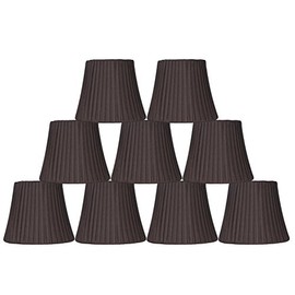 Urbanest Box Pleated Mini Chandelier Lamp Shade, Chocolate, 3x5x4.5", Softback, Clip On, Set of 9