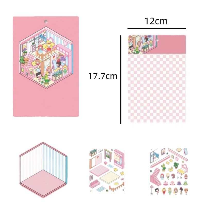 DIY 3D Miniaturized Stickers - Cute Cabin Landscaping Collage, 10-Piece