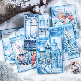 Alideco180 pcs Vintage Scrapbook Paper Winter Snow Scene Scrapbooking Paper for Journaling Supplies, Decorative Craft Paper for Junk Journals (dongrijiannuan)