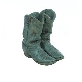 Solid Rock Stoneworks Double Western Boot Planter 13in Tall Indigo Color