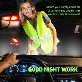 4 Pieces Car High Vis Vests, Men's hi Viz Vests Yellow, High vis Vest for Night Traffic Rescue, Outdoor Running, Motorcycle Bicycle Drivers with Reflective