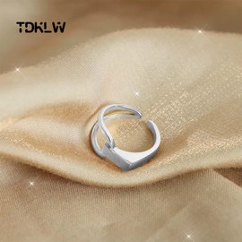 TDKLW Silver Ring,925 Pure Sterling Silver Ring Silver Band Rings Adjustable Open Knuckle Rings Thumb Ring Asymmetrical Ring For Women Men