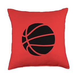 Basketball Gifts & Designs for Girls Black Red Minimalist Basketball Throw Pillow, 18x18, Multicolor