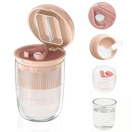 Cortador de Pastillas,Triturador de Pastillas 4 en 1 con Vaso de Agua Portátil - Moledor,Partidor de Pastillas,Pill Cutter Profesional para Cortar Pastillas Grandes y Pequeñas,Desmontable y Lavable