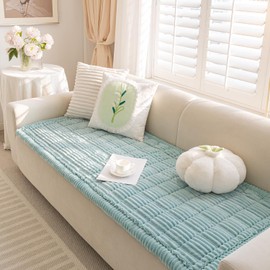 FUNNY FUZZY Pet Couch Covers for Sofa, Washable Dog Couch Cover Protector for Dogs, Flannel Couch Covers for Dogs Pet Friendly Pet Mat Bed Sofa Cover (Blue, 27.6"×82.7")