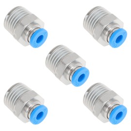 TUCKBOLD Push to Connect Air Fittings 5/32" Male Thread Air Line Quick Connector Plastic Nickel-Plated Copper 1/4" NPT 5 Pcs Blue Silver Tone