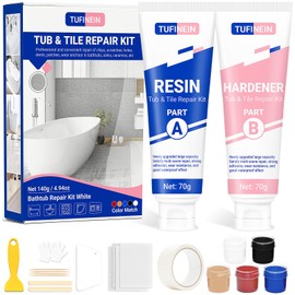 Bathtub Repair Kit 4.94oz (Color Match), TUFINEIN Porcelain Repair Kit for Fiberglass, Enamel, Ceramic, Acrylic Repair and Fix Chips, Cracks, Scratches, Holes on Tub/Tile/Sink/Shower Tray/Shower