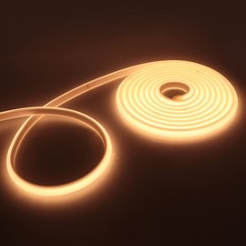 GQL Flexible COB Neon Light Strip, 220V LED Strip 288 LEDs/m, Cut to 50cm, IP65 Waterproof Modified Silica Gel Rope Light with UK Plug Power Supply (1m, Warm White)