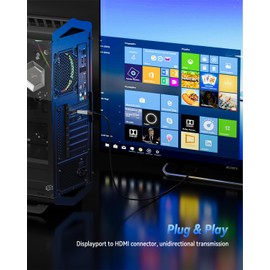 DisplayPort to HDMI Adapter 4K@60Hz, Unidirectional DP Male to HDMI Female, Supports 4K@60Hz YCbCr, 4K@30Hz 2K@60Hz 1080P@120Hz G-Sync FreeSync, Compatible with PC, AMD nVidia Intel Graphics