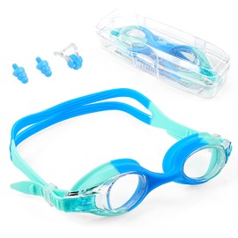 iToobe Kids Swimming Goggles,Swimming Goggles for Kids Age 3-14, Kids Goggles for Boys Girls, Childrens Teens Swim Goggle, Anti-Fog, Waterproof, No Leaking,with Ear Plugs and Nose Clips, Blue