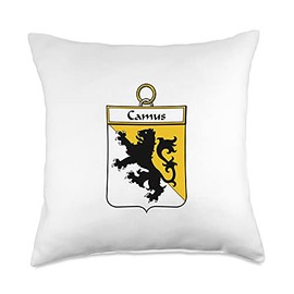Family Crest and Coat of Arms clothes and gifts Camus Coat of Arms-Family Crest Throw Pillow, 18x18, Multicolor