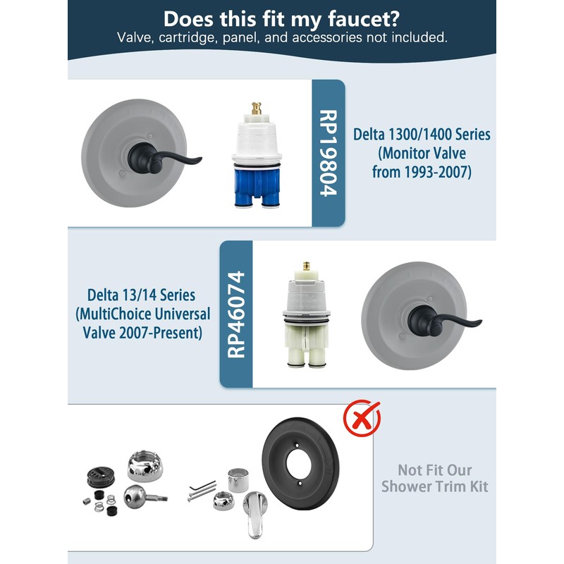 Shower Handle Replacement, Compatible for Delta 13/14 & 1300/1400 Series