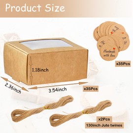 BZIDII 35Pcs Soap Boxes for Homemade Soap and tags,3.54 X 2.36 X 1.18 Inch Soap Boxes with Window,Bar Soap Packaging Kraft Box Supplies（Brown）