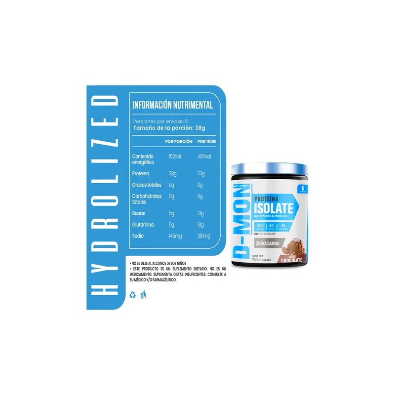 Proteína Whey Hidrolizada Isolate D-mon 250g Varios Sabores