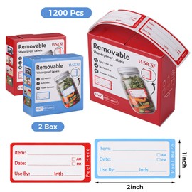 1200 Freezer Labels with Dispenser, 1" x 2", Removable, Red & Blue