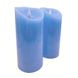 Adoria Blue Flameless Candles Large Set of 2- Real Wax Pillar Candles with Realistic 3D Flame-Ocean Scented-Dia 3.15x 7 Inch,Remote/Timer/Brightness Control,Well for Home Decor. Party, Camping