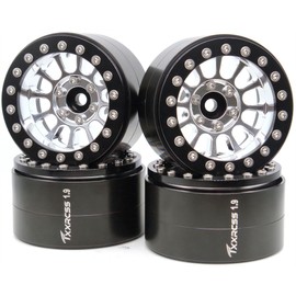TxXrcss 152g Super Heavy Duty RC 1.9 Beadlock Wheels Offsets -6mm Rims Hex 12mm Wheel for TRX4 TRX6 SCX10 Gen8 1/10 RC Crawler Remote Control Car Upgrades Accessories (Silver & Black)