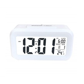 Y Department Center 55® Digital Alarm Clock with Backlight Function Table Clock Temperature Display Simple (White)