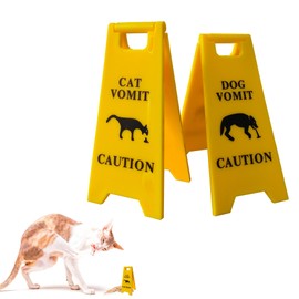 Cat Vomit Sign, Dog Vomit Sign, Warning Sign for Vomit Pets, Prank Gift for Cats, Dogs, Dog Lovers (1 Piece, Cat)