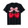 Coquette Pink Bow Cute Cherry Heart Valentine Love T-Shirt