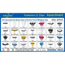 OAUTOO 280pcs for Hyundai & Kia Body Side Rocker Panel Molding Clips Assortment Fender Wheel Flare Moulding Clip, Exterior Trim Grommet Kit