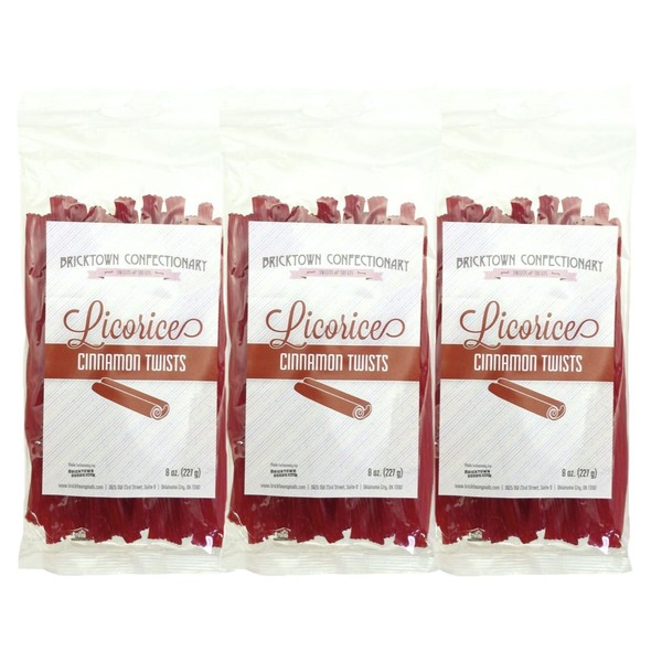 Cinnamon Licorice Candy, Bulk 3 Pack, Fat Free, Healthy Old Fashioned Gourmet Licorice Twists, A Must Try Snack with Unique Flavor, 1.5 lbs Total