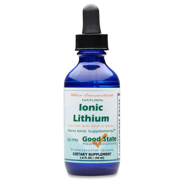 (Glass Bottle) Good State Liquid Ionic Lithium Ultra Concentrate (10 Drops Equals 500 mcg - 100 Servings per Bottle)