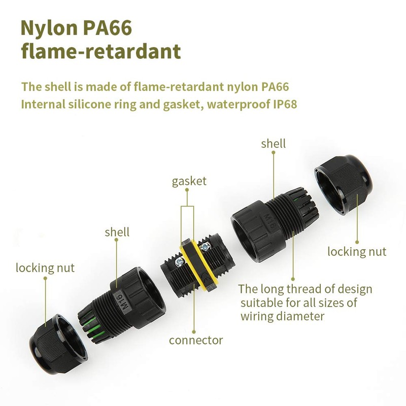 IP68 Outdoor Waterproof Junction Box Electrical Cable Connector, Easy to