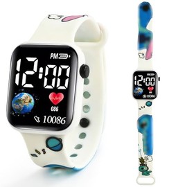 Mstnoixgc LED Children's Watch, Children's Digital Watch, Children's Watch, Digital Watch, Cartoon Wrist Watch for Children, Gifts for Children 5 6 7 8 9 10 11 Years, blue, Strap.