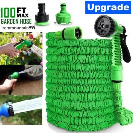 Unbranded 100 FT 100 Feet Expandable Flexible Outdoor Garden Water Hose w/ Spray Nozzle