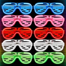 Priksia Light Up Glasses 10 Pcs Neon Glasses Led Glasses Party Decorations Shutter Glasses Rave Glasses Kids Adults