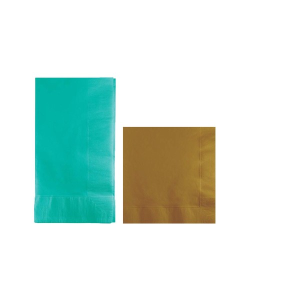 Converting Paper Bulk Party Napkin Bundle, 100 Teal Green Dinner
