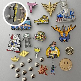 Amaxiu Pack of 15 Magnetic Pin Backs, Lockable Pin Holder, Back Metal Pin Locks, Replacement Magnet Pin Back for Enamel Pin, Convertible Pin Back Clasps for Jewellery