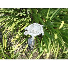 JAYXC HOME Set of 2 Clear Acrylic Turtle Solar Garden Yard Landscape Path Stick LED Lights