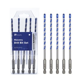 5 Pack 3/16 inch Concrete Drill Bit Set,Masonry Drill Bit Set with Hex Shank,Carbide Tip Drill Bits for Concrete, Tile,Brick, Plastic, Cement (3/16"（5 Pcs）)