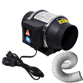 Generic 4 Inch Duct Fan, Inline Ventilation Exhaust Fan with Controller and Pipe, Duct Intake High Efficiency Air Fan for Vent Bathroom, Kitchen, Grow Tent, Hydroponics, 3D Printers