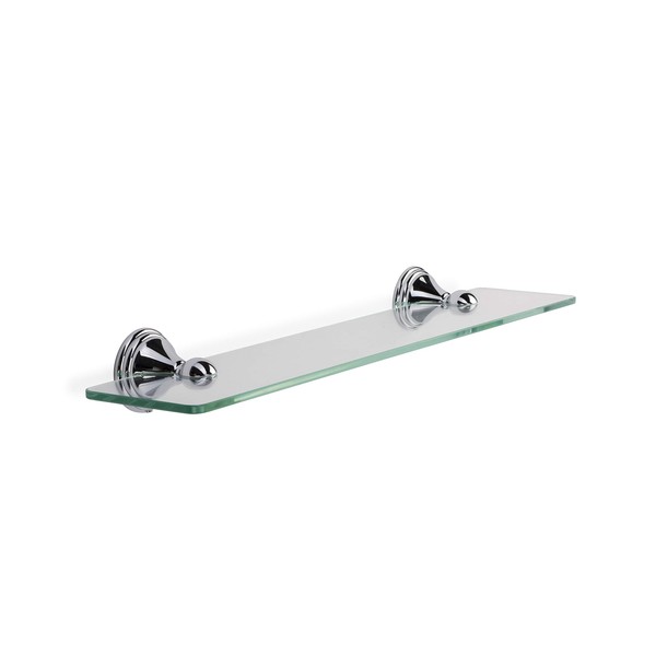 Croydex Westminster Wall Mounted Glass Shelf with Zinc Alloy Construction, Chrome