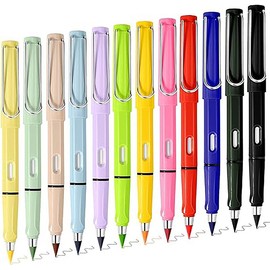 12 pcs Infinity Forever Pencil Christmas Gift Infinite Everlasting Metal Inkless Pencils Pen for Drawing Writing - Colour: 4pcs black pen core