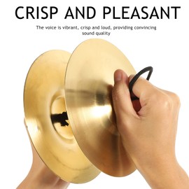 Vaguelly 1 Pair Hand Cymbals, 6 Inch Small Marching Cymbal Copper Finger Cymbals, Metal Finger Zills with Band Percussion Instrument for Adults, Kids, Party Gold