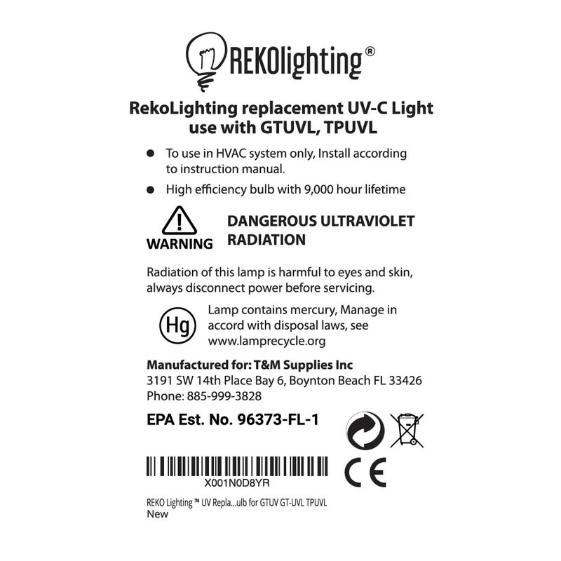 REKO Lighting ™ UV Replacement Bulb for GTUV GT-UVL TPUVL