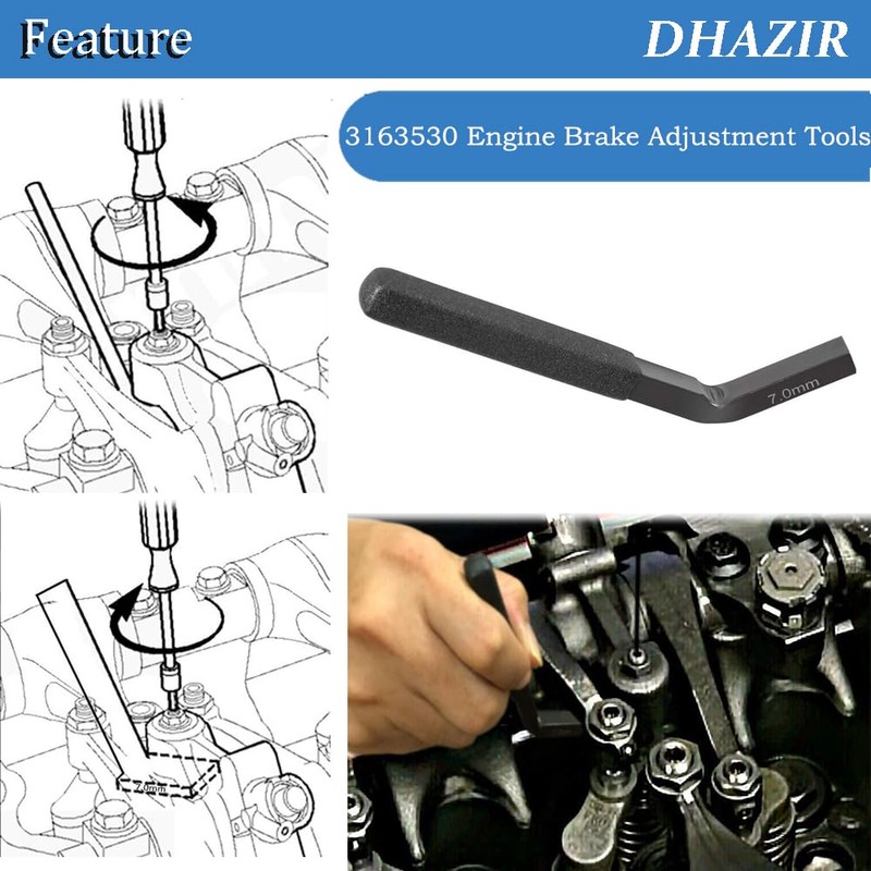 DHAZIR 3PCS Engine Brake Adjustment Tool Kit 4.6MM 4.1MM 7.0MMM